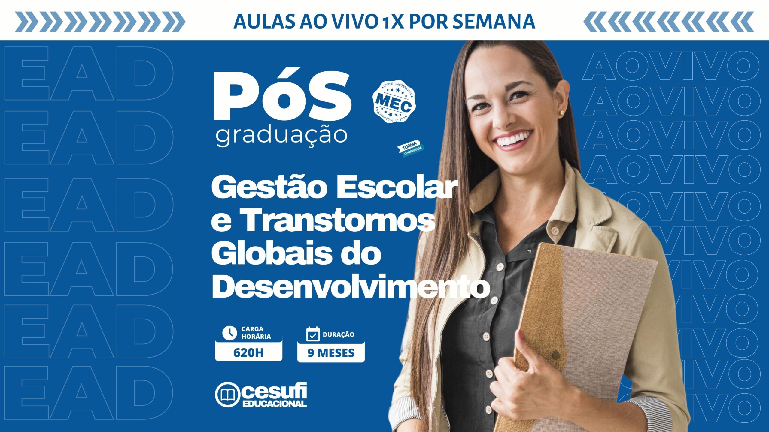 Pós em Gestão Escolar e Transtornos Globais do Desenvolvimento com Aulas 1x por semana Ao Vivo